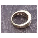 Triple Layer Checkerboard Diamond Ring in 14k Gold