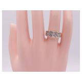 Triple Layer Checkerboard Diamond Ring in 14k Gold