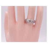 Gorgeous 1.30 Carat Diamond Ring With Side Baguettes in 14k Satin Gold
