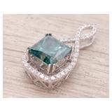 New! Rare! 2.30 Carat Sea Green Natural Diamond Infinity Halo Pendant in 14k Gold