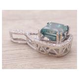 New! Rare! 2.30 Carat Sea Green Natural Diamond Infinity Halo Pendant in 14k Gold