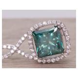 New! Rare! 2.30 Carat Sea Green Natural Diamond Infinity Halo Pendant in 14k Gold