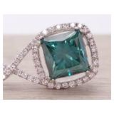 New! Rare! 2.30 Carat Sea Green Natural Diamond Infinity Halo Pendant in 14k Gold