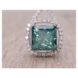 New! Rare! 2.30 Carat Sea Green Natural Diamond Infinity Halo Pendant in 14k Gold