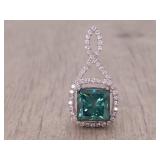 New! Rare! 2.30 Carat Sea Green Natural Diamond Infinity Halo Pendant in 14k Gold