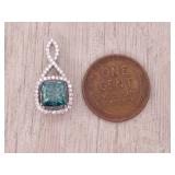 New! Rare! 2.30 Carat Sea Green Natural Diamond Infinity Halo Pendant in 14k Gold