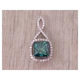 New! Rare! 2.30 Carat Sea Green Natural Diamond Infinity Halo Pendant in 14k Gold
