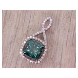 New! Rare! 2.30 Carat Sea Green Natural Diamond Infinity Halo Pendant in 14k Gold