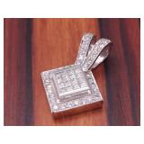 Layered 2.50 Carat Invisible Set Princess Cut Diamond Pendant in 18k Gold