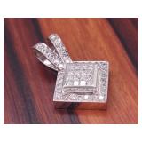 Layered 2.50 Carat Invisible Set Princess Cut Diamond Pendant in 18k Gold