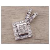 Layered 2.50 Carat Invisible Set Princess Cut Diamond Pendant in 18k Gold