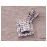 Layered 2.50 Carat Invisible Set Princess Cut Diamond Pendant in 18k Gold