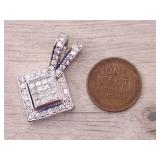 Layered 2.50 Carat Invisible Set Princess Cut Diamond Pendant in 18k Gold
