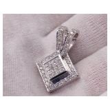 Layered 2.50 Carat Invisible Set Princess Cut Diamond Pendant in 18k Gold