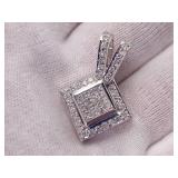 Layered 2.50 Carat Invisible Set Princess Cut Diamond Pendant in 18k Gold