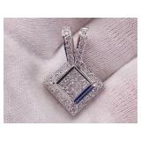 Layered 2.50 Carat Invisible Set Princess Cut Diamond Pendant in 18k Gold