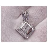 Layered 2.50 Carat Invisible Set Princess Cut Diamond Pendant in 18k Gold