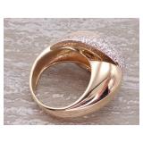 Custom Crossover Pave Set Diamond Swirl Ring in Two-Toned 14k Gold
