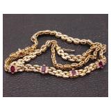 *Custom 1.75 Carat Ruby and Diamond Necklace With Triple Layered 14k Gold Chain