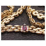 *Custom 1.75 Carat Ruby and Diamond Necklace With Triple Layered 14k Gold Chain