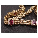 *Custom 1.75 Carat Ruby and Diamond Necklace With Triple Layered 14k Gold Chain