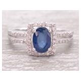 Beautiful Blueberry Blue Sapphire Diamond Halo Ring in 14k Gold