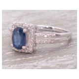 Beautiful Blueberry Blue Sapphire Diamond Halo Ring in 14k Gold
