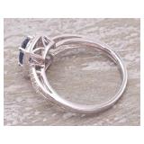 Beautiful Blueberry Blue Sapphire Diamond Halo Ring in 14k Gold
