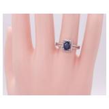Beautiful Blueberry Blue Sapphire Diamond Halo Ring in 14k Gold