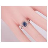 Beautiful Blueberry Blue Sapphire Diamond Halo Ring in 14k Gold