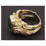 "Frederica" 3.60 Carat Green Tourmaline Ring With Roman Flair in 18k Gold