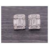 New! Fantastic Illusion Set Diamond Rectangle Studs in 14k Gold
