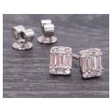 New! Fantastic Illusion Set Diamond Rectangle Studs in 14k Gold