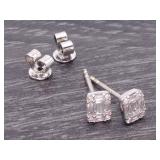 New! Fantastic Illusion Set Diamond Rectangle Studs in 14k Gold