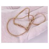 1.0 Carat Diamond "V" Design Necklace With Fancy Wheat Chain in 14k Gold