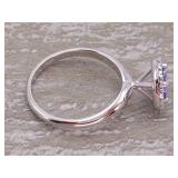 New! Martini Style Tanzanite and Diamond Halo Ring in 14k Gold