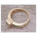 "BITA" Invisible Set Diamond and Emerald Channel Set Ring in 14k Gold