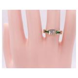 "BITA" Invisible Set Diamond and Emerald Channel Set Ring in 14k Gold