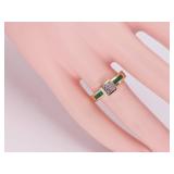 "BITA" Invisible Set Diamond and Emerald Channel Set Ring in 14k Gold