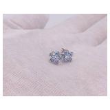 2.5 Carat Natural Aquamarine and Diamond Flower Earrings in 14k Gold