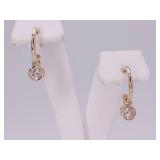 Lovely 1/2 Carat Diamond Solitaire Dangle Hoop Earrings in 14k Gold