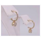 Lovely 1/2 Carat Diamond Solitaire Dangle Hoop Earrings in 14k Gold