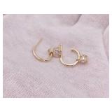 Lovely 1/2 Carat Diamond Solitaire Dangle Hoop Earrings in 14k Gold