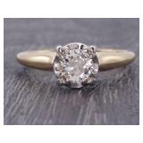 "Jabel" Old European Cut Diamond Solitaire Ring in 14k Gold