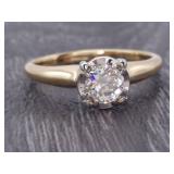"Jabel" Old European Cut Diamond Solitaire Ring in 14k Gold