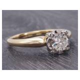 "Jabel" Old European Cut Diamond Solitaire Ring in 14k Gold