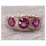 Antique 1.30 Carat Raspberry Tourmaline Ring in Scrolling 14k Gold