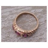 Antique 1.30 Carat Raspberry Tourmaline Ring in Scrolling 14k Gold