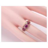 Antique 1.30 Carat Raspberry Tourmaline Ring in Scrolling 14k Gold