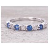 Bluebell Blue Sapphire and Diamond Band / Ring in 14k Gold